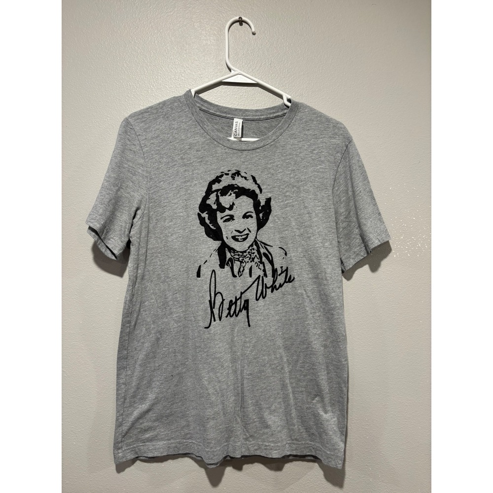 Bella Canvas Betty White Graphic T-Shirt Grey Heathered Crew Neck Medium